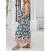 CUPSHE Maternity Maxi Dresses Floral Square Neck Smocked Baby Shower Ruffled Flowy Fashion Casual Summer Pregnancy Dress(Teal Floral)