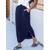 CUPSHE Midi Skirts for Women Elastic Waist Drawstring Long Flowy Skirt Casual Side Slits Skirts with Pockets Vacation Outfits(Navy Blue)