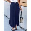 CUPSHE Midi Skirts for Women Elastic Waist Drawstring Long Flowy Skirt Casual Side Slits Skirts with Pockets Vacation Outfits(Navy Blue)