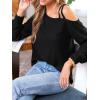 CUPSHE Off Shoulder Shirts for Women Long Sleeve Asymmetrical Tops Dressy Casual Blouses Vacation Outfits Clothes(Black)