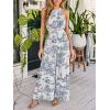 CUPSHE One Piece Jumpsuits for Women Summer Halter Neck Sleeveless Printed Wide Leg Long Pants Rompers Vacation Outfits(Blue)