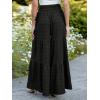 CUPSHE Palazzo Pants for Women Smocked Waist Boho Western Flowy Wide Leg Pant(2-black)