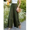 CUPSHE Palazzo Pants for Women Smocked Waist Boho Western Flowy Wide Leg Pant(2-green)