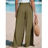 CUPSHE Palazzo Pants for Women Smocked Waist Boho Western Flowy Wide Leg Pant(Army Green)