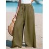 CUPSHE Palazzo Pants for Women Smocked Waist Boho Western Flowy Wide Leg Pant(Army Green)