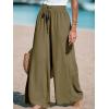 CUPSHE Palazzo Pants for Women Smocked Waist Boho Western Flowy Wide Leg Pant(Army Green)
