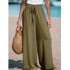 CUPSHE Palazzo Pants for Women Smocked Waist Boho Western Flowy Wide Leg Pant(Army Green)