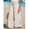 CUPSHE Palazzo Pants for Women Smocked Waist Boho Western Flowy Wide Leg Pant(Beige)