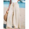 CUPSHE Palazzo Pants for Women Smocked Waist Boho Western Flowy Wide Leg Pant(Beige)