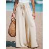 CUPSHE Palazzo Pants for Women Smocked Waist Boho Western Flowy Wide Leg Pant(Beige)
