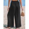 CUPSHE Palazzo Pants for Women Smocked Waist Boho Western Flowy Wide Leg Pant(Black)
