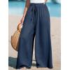 CUPSHE Palazzo Pants for Women Smocked Waist Boho Western Flowy Wide Leg Pant(Blue)
