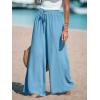 CUPSHE Palazzo Pants for Women Smocked Waist Boho Western Flowy Wide Leg Pant(Blue Light)