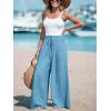 CUPSHE Palazzo Pants for Women Smocked Waist Boho Western Flowy Wide Leg Pant(Blue Light)