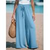 CUPSHE Palazzo Pants for Women Smocked Waist Boho Western Flowy Wide Leg Pant(Blue Light)