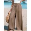 CUPSHE Palazzo Pants for Women Smocked Waist Boho Western Flowy Wide Leg Pant(Coffee)