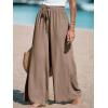 CUPSHE Palazzo Pants for Women Smocked Waist Boho Western Flowy Wide Leg Pant(Coffee)