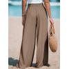 CUPSHE Palazzo Pants for Women Smocked Waist Boho Western Flowy Wide Leg Pant(Coffee)