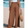 CUPSHE Palazzo Pants for Women Smocked Waist Boho Western Flowy Wide Leg Pant(Dark Brown)