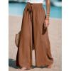 CUPSHE Palazzo Pants for Women Smocked Waist Boho Western Flowy Wide Leg Pant(Dark Brown)