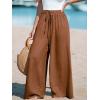 CUPSHE Palazzo Pants for Women Smocked Waist Boho Western Flowy Wide Leg Pant(Dark Brown)