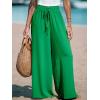 CUPSHE Palazzo Pants for Women Smocked Waist Boho Western Flowy Wide Leg Pant(Dark Green)