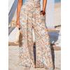 CUPSHE Palazzo Pants for Women Smocked Waist Boho Western Flowy Wide Leg Pant(Floral Orange)