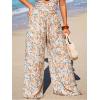 CUPSHE Palazzo Pants for Women Smocked Waist Boho Western Flowy Wide Leg Pant(Floral Orange)