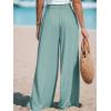 CUPSHE Palazzo Pants for Women Smocked Waist Boho Western Flowy Wide Leg Pant(Green)