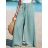 CUPSHE Palazzo Pants for Women Smocked Waist Boho Western Flowy Wide Leg Pant(Green)