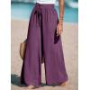CUPSHE Palazzo Pants for Women Smocked Waist Boho Western Flowy Wide Leg Pant(Purple)