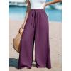 CUPSHE Palazzo Pants for Women Smocked Waist Boho Western Flowy Wide Leg Pant(Purple)