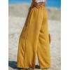 CUPSHE Palazzo Pants for Women Smocked Waist Boho Western Flowy Wide Leg Pant(Yellow Mustard)