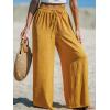 CUPSHE Palazzo Pants for Women Smocked Waist Boho Western Flowy Wide Leg Pant(Yellow Mustard)