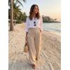 CUPSHE Palazzo Pants for Women with Pockets Casual Smocked Waist Wide Leg Pants Summer Loose Beach Vacation Pant(Beige)