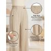 CUPSHE Palazzo Pants for Women with Pockets Casual Smocked Waist Wide Leg Pants Summer Loose Beach Vacation Pant(Beige)