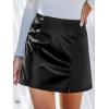 CUPSHE Skirts Women Faux Leather Mini Skirt Slit High Waist Bodycon Skort Wrap Notched Hem Casual Vacation(Black)