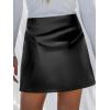 CUPSHE Skirts Women Faux Leather Mini Skirt Slit High Waist Bodycon Skort Wrap Notched Hem Casual Vacation(Black)