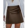 CUPSHE Skirts Women Faux Leather Mini Skirt Slit High Waist Bodycon Skort Wrap Notched Hem Casual Vacation(Coffee)