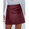 CUPSHE Skirts Women Faux Leather Mini Skirt Slit High Waist Bodycon Skort Wrap Notched Hem Casual Vacation(Wine Red)