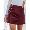 CUPSHE Skirts Women Faux Leather Mini Skirt Slit High Waist Bodycon Skort Wrap Notched Hem Casual Vacation(Wine Red)