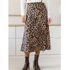 CUPSHE Skirts Women Leopard Print Elasticized Waist Midi Skirt Casual Vacation(Dark Brown)