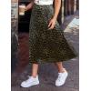 CUPSHE Skirts Women Leopard Print Elasticized Waist Midi Skirt Casual Vacation(Green)
