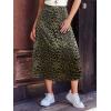 CUPSHE Skirts Women Leopard Print Elasticized Waist Midi Skirt Casual Vacation(Green)