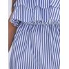 CUPSHE Striped Sleeveless Jumpsuits for Women Summer Off Shoulder Ruffle Hem Rompers Wide Leg One Piece Outfits Overalls(Blue)
