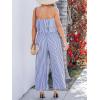 CUPSHE Striped Sleeveless Jumpsuits for Women Summer Off Shoulder Ruffle Hem Rompers Wide Leg One Piece Outfits Overalls(Blue)