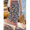 CUPSHE Summer Maxi Skirt for Women 2026 Boho Floral Beach Long Skirt Flowy Casual Vacation(Navy Blue)