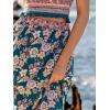 CUPSHE Summer Maxi Skirt for Women 2026 Boho Floral Beach Long Skirt Flowy Casual Vacation(Navy Blue)