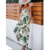 CUPSHE Summer Women Slip Ruching Smocked Jumpsuit Pants Square Neck Speghetti Straps Loose Waisted Maxi(Green Floral)