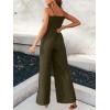 CUPSHE Summer Women Slip Ruching Smocked Jumpsuit Pants Square Neck Speghetti Straps Loose Waisted Maxi(Olive Green)